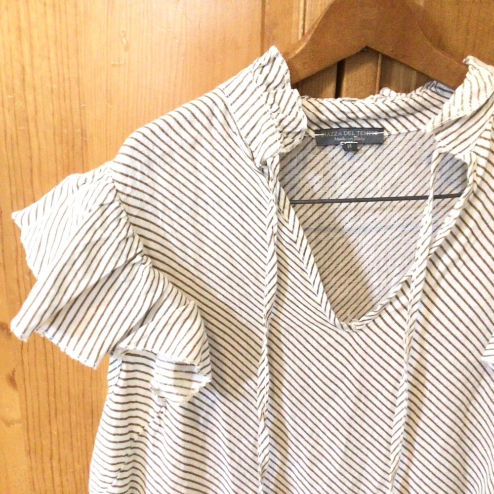 Pinstripe Linen Blouse, Made in Italy